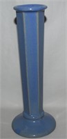 Vtg Blue Glaze Stoneware Pottery Stem Vase No85