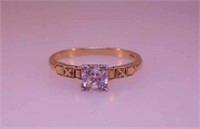 14K yellow gold white sapphire ladies ring,