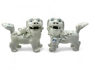 Old Pair of Japanese Hirado Porcelain Dogs.