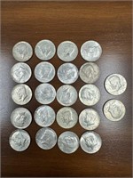 LOT of 22 Kennedy Half Dollars 40% Silver Various