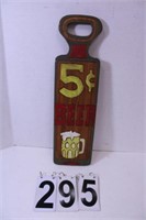Wooden 5 Cent Beer Sign 20.5"T X 5"W