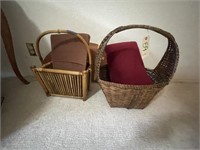 2 Wicker Baskets w/2 Pillows
