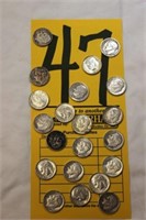 21 silver dimes--60's