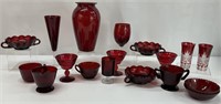 Group of Assorted Ruby Glassware