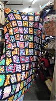 Black with Multi Color Large Granny Square Afghan