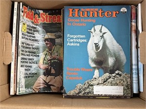 Box full of hunting, and fishing magazines