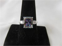 STERLING TRIPLE RECTANGULAR RAINBOW TOPAZ