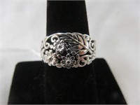 STERLING INTRICATE FLOWERS RING SZ 9