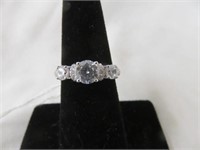 STERLING THREE ROUND CZ RING SZ 6