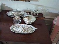 Terrific group of silver plate serving pieces and