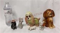 Vintage Puppy Dog Planter, Shaker & Figurines
