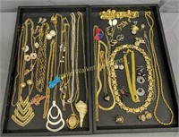 2 Trays Costume Jewelry. Necklaces, Sterling