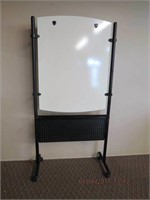 White board in steel frame peg board bottom