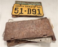 OLD SD LICENSE PLATES, 1934-37, 1950, 1955, 1948