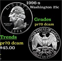 Proof 1996-s Washington Quarter 25c Grades GEM++ P