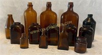 Lot of brown glass bottles