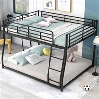 Full XL Over Queen Bunk Beds  Metal  Black