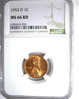 1953-D Cent NGC MS66 RD