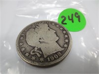 1908-D Barber silver half dollar, good