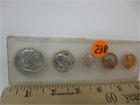 1962 US 5-coin silver set, 3 coins being 40%
