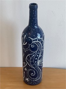 Hand painted nautical wine bottle