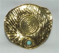 1977 Jean David "Spiral" Gold Tone Brooch Pendant