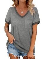 R5058  MOSHU V-Neck Women T-Shirt with Pocket