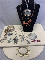 Vintage Southwest Inspired Costume Jewelry 21pc