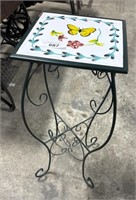 Wrought Iron Hand Painted FolkArt Plant Stand.