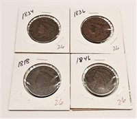 1818, ’34, ’36, ’46 Cents Various Grades