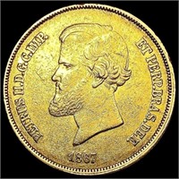 1867 Brazil .5286oz Gold 20000 Reis CLOSELY