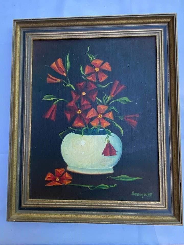 Flowers in Vase Oil Painting  JA Gauger