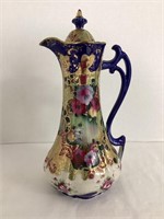 Antique Flow Blue Hand Painted Chocolate Pot