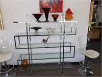 5 tier glass and polished chrome shelf