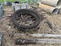 Pallet of Barbed Wire and Fence Posts