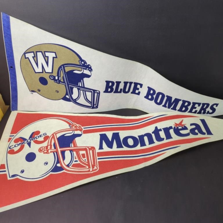 Vtg CFL Winnipeg and Montreal Team Pennants