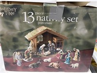 13 piece nativity set & 2 tree toppers