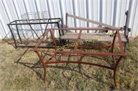 BENCH, IRON TABLE STANDS, IRON STANDS, BIKE, MISC.