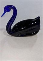 Cobalt Art Glass Swan