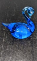 Blue Art Glass Swan