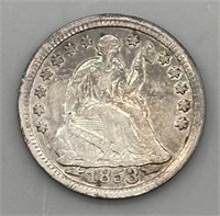 Silver 1853 Half Dime Seated Liberty