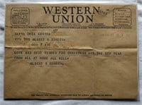 WWII Era 1942 Western Union Telegram Christmas!