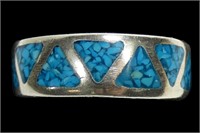 Sterling silver turquoise inlaid band design