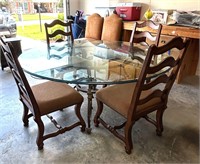 72x1 INCH GLASS TOP, IRON BASE & 4 CHAIRS