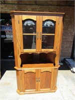 Amish Made wood Corner cabinet.