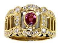 18kt Gold 1.18 ct Natural Ruby & Diamond Ring