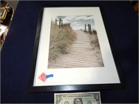 Wood Framed Beach Picture 15-1/4"x11-1/4"