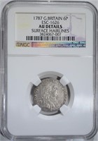 1787 G. BRITAIN 6-PENCE, NGC AU