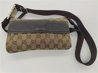 GG Beige Linen & Brown Leather Belt Bag