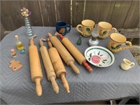MISC LOT WITH OLD ROLLING PINS